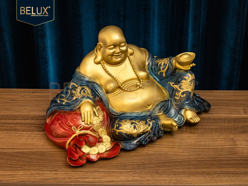 Tượng Phật Di Lặc bằng đồng decor dài 41cm